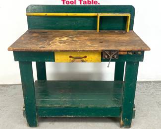Lot 616 Rustic Painted Wood work Tool Table.