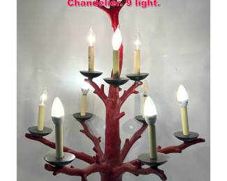 Lot 238 Decorator Faux Red Coral Chandelier. 9 light.