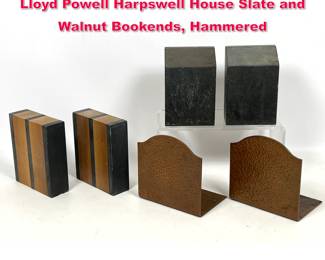 Lot 398 3 pairs Bookends. Paul Evans Philip Lloyd Powell Harpswell House Slate and Walnut Bookends, Hammered