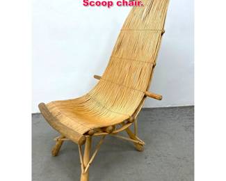Lot 556 Reed Rattan Tall Back Lounge Chair. Scoop chair.