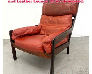 Lot 153 Georg Jorgensen and Son Rosewood and Leather Lounge Chair. Unmarked.
