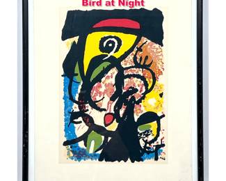 Lot 144 Joan Miro abstract print. Figure and Bird at Night