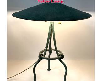 Lot 601 Green Patinated saucer Shade Table Lamp.