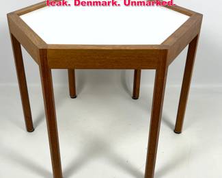 Lot 514 Hans Andersen hexagonal side table teak. Denmark. Unmarked.