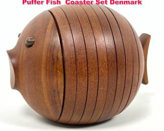 Lot 39 Ernst Henriksen Danish Modern Teak Puffer Fish Coaster Set Denmark