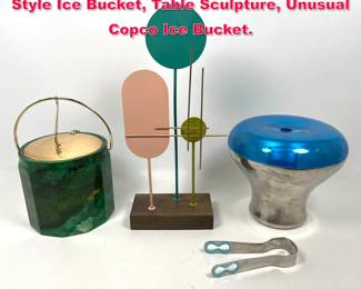 Lot 242 Mid Century Modern Lot. Aldo Tura Style Ice Bucket, Table Sculpture, Unusual Copco Ice Bucket.