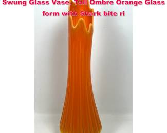Lot 298 L.E. SMITH Mid Century Bittersweet Swung Glass Vase. Tall Ombre Orange Glass form with Shark bite ri