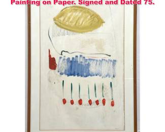 Lot 441 G LUDWIG 75 Abstract Modernist Painting on Paper. Signed and Dated 75.
