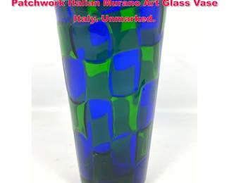 Lot 66 Vintage Oggetti Venini Style Patchwork Italian Murano Art Glass Vase Italy. Unmarked.