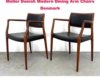 Lot 160 Pair Rosewood and Leather Niels Moller Danish Modern Dining Arm Chairs Denmark