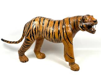 Lot 177 Leather Covered Tiger Sculpture.