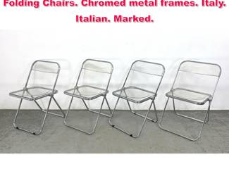 Lot 536 Set 4 Pia Molded Lucite CASTELLI Folding Chairs. Chromed metal frames. Italy. Italian. Marked.