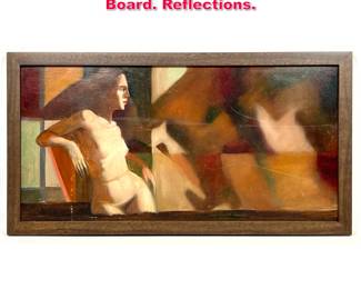 Lot 125 Vintage Nude Portrait Painting on Board. Reflections.