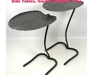 Lot 112 2pc Salterini Nesting Metal Lily Pad Side Tables. Garden Outdoor Patio