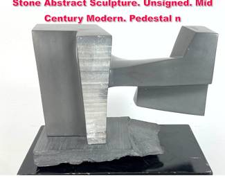 Lot 86 Artisan Chiseled Carved, Polished Stone Abstract Sculpture. Unsigned. Mid Century Modern. Pedestal n