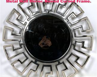 Lot 598 Contemporary Greek Key Chromed Metal Wall Mirror. Bowed Curved Frame.