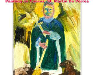 Lot 88 Original Hunt Slonem 1983 Small Painting on Canvas. St. Martin De Porres
