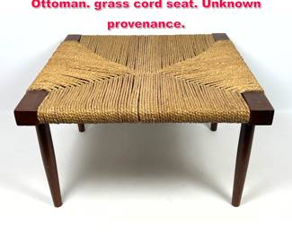 Lot 134 Nakashima Style Fitch Stool Ottoman. grass cord seat. Unknown provenance.