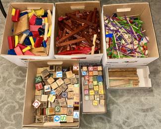 Vintage building block toys, Tinker Toys, etc.