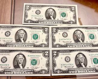 1975 $2 dollar bills 