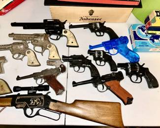 Vintage toy cap guns, squirt gun (some SOLD)