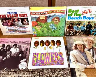 Vintage LP records "The Beach Boys, Simon & Garfunkel, Jefferson Airplane, Rolling Stones Flowers"