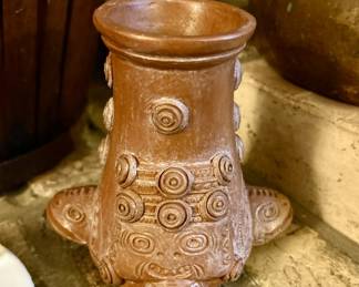 Hand crafted red ware face vessel