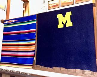 Woven Mexican/Southwest style blanket, Wool University of Michigan blanket
