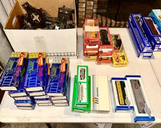 Vintage train cars, track