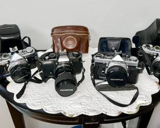 Vintage cameras (sample of cameras for sale), (Olympus, Zeiss Ikon Contaflex with lens