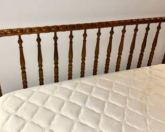 Close-up view of wooden headboard