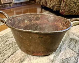 Antique Hand hammered bowl with 2 handles