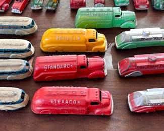 Another view of vintage Tootsie Toys Gas trucks