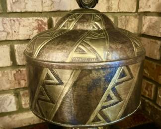 Hand hammered brass/metal covered compote