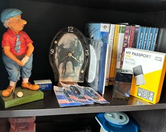 Golfing items and office supplies