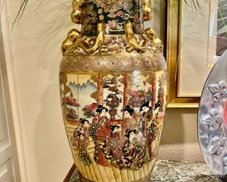 IMMENSE Japanese hand painted Satsuma Vase….24” high by 12” wide !!!