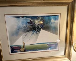 original Paul Dufour art (Baton Rouge artist primarily known for his stained glass work), mixed media on paper