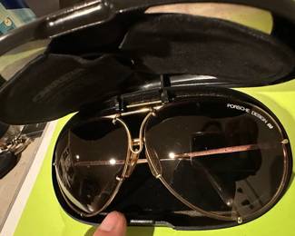 We have TWO pairs of this…this pair is like new in case! The second pair shown in a following pic is used with no case. Porsche Carrerro vintage aviator sunglasses.