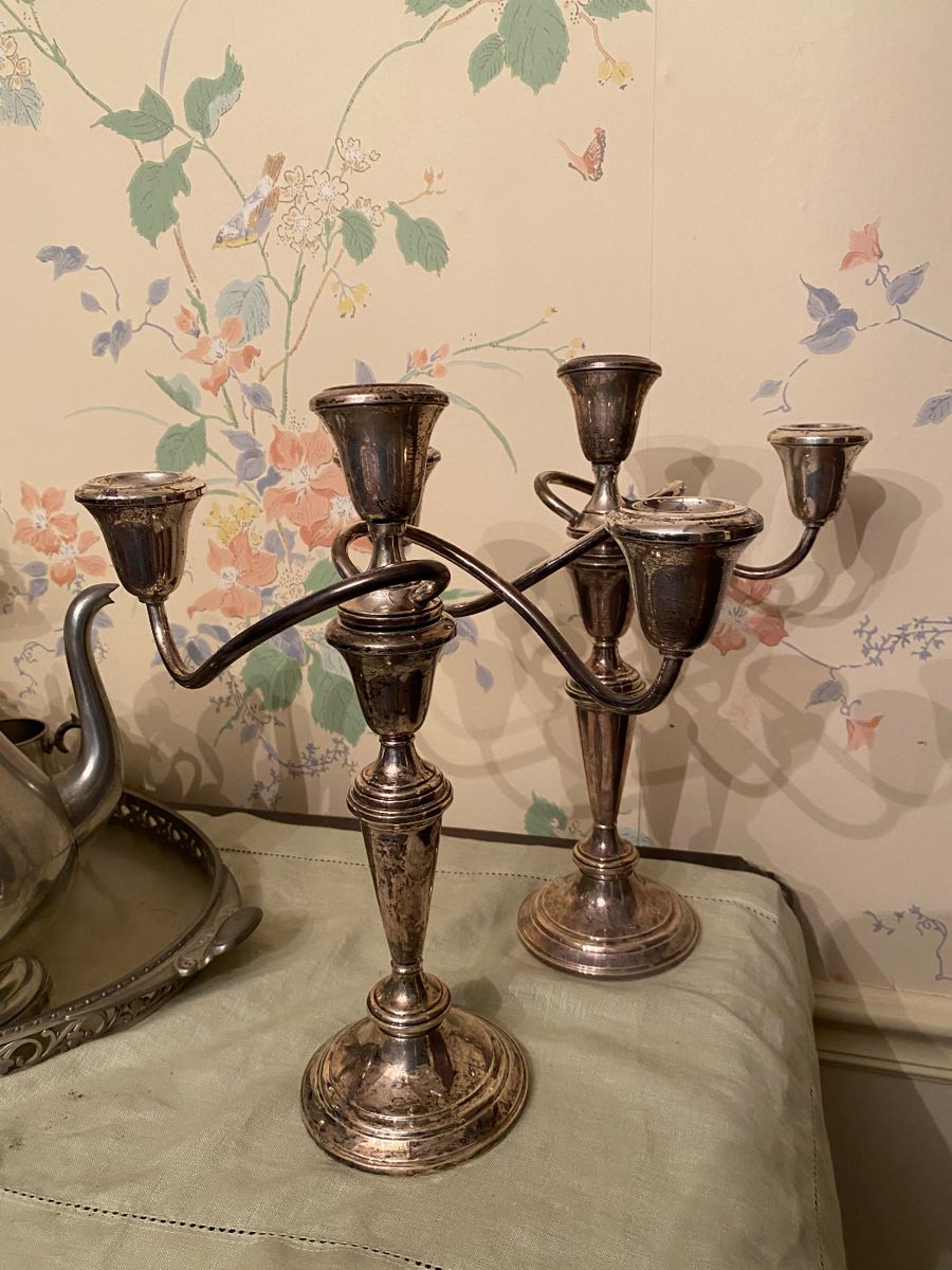 Sterling candelabra.