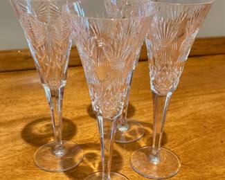 Waterford Crystal Champagne Flutes Glass Millennium Prosperity Wheat 