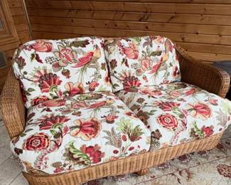Wicker Love Seat with Cushions 