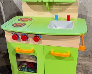 Hape Gourmet Kitchen wooden play kitchen set.