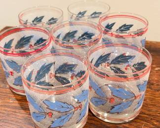 Culver Frosted Holly and Berry glasses
