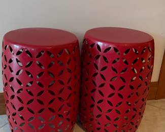 baxton studio Hallie contemporary red finished metal outdoor side table.