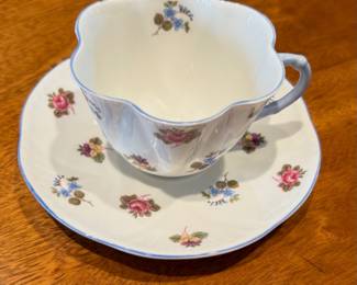 vintage Shelley "Rose, Pansy, Forget-me-Not" teacup and saucer set.