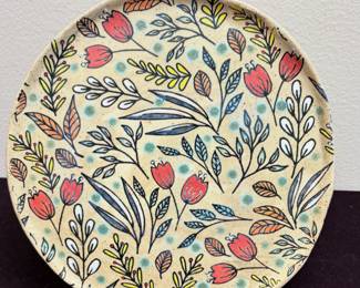 Rainbow Bloom Handcrafted Stoneware Ceramic Round