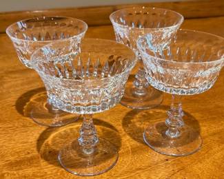 Gorham Crystal De Medici champagne coupe glasses.