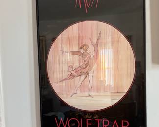 Signed and framed "Wolf Trap 83" poster by American artist P. Buckley Moss.