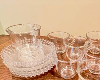 vintage Imperial Glass Candlewick clear glass  cups and saucers 