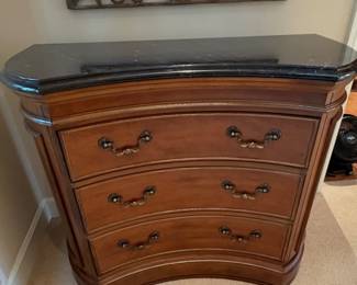 Bernhardt walnut marble top chest of drawers